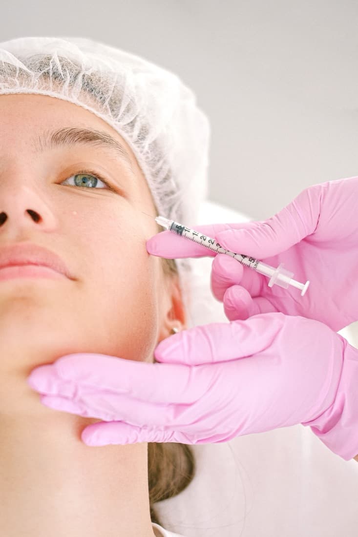 A cosmetic injection treatment in a clinic